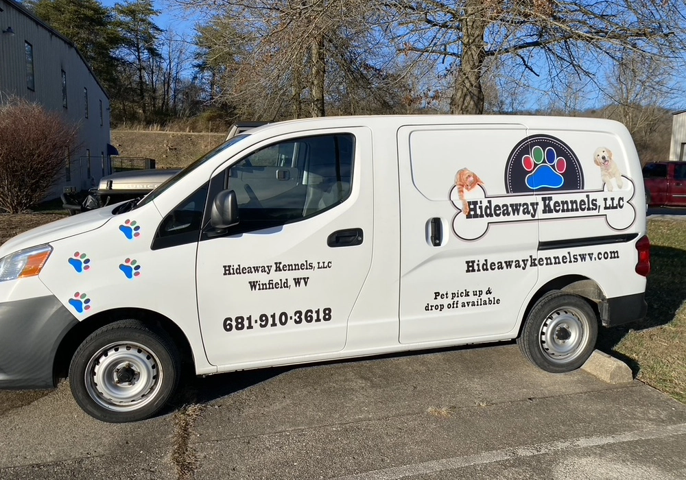 The Hideaway Kennels van can pick up and drop off your pets.